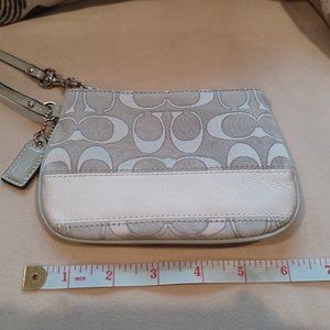 Coach silver fabric wristlet